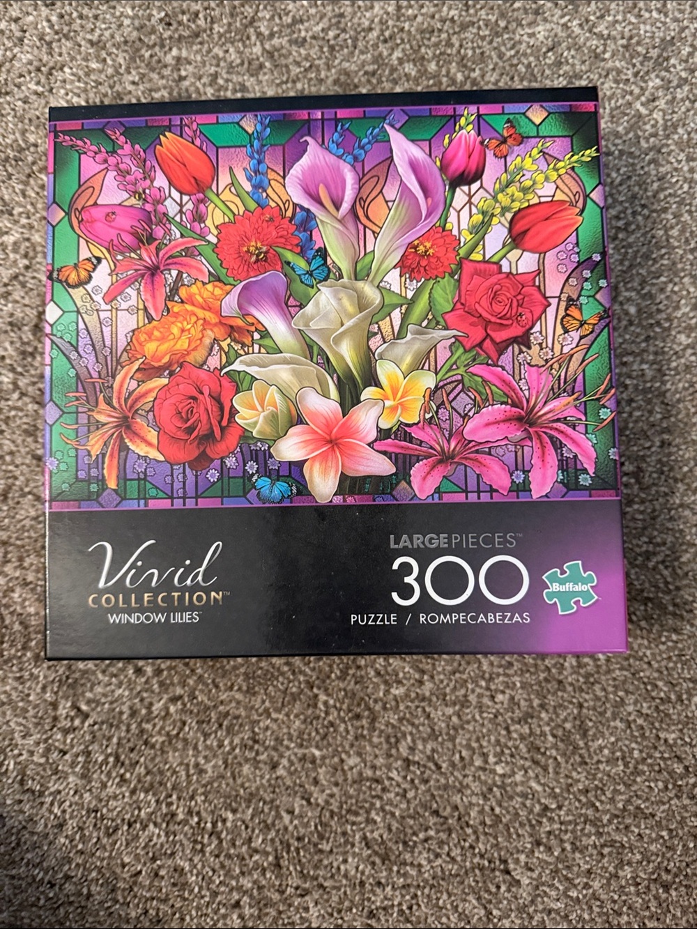 Vici Vivid Collection Window Lilies Puzzle - Purple, Pink, Red, Green